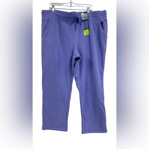 0487 Tek Gear Fleece Jogger Sweatpants Purple Drawstring Cozy Athleisure 2X NWT